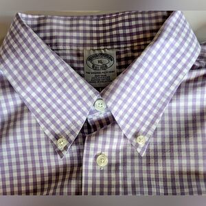 Brooks Brothers The Original Polo Button Down Shirt Mens XL Lilac &  White